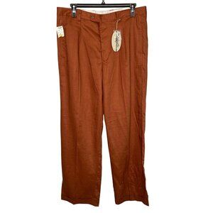 Mojito Collection Mens Brown Pleated Linen Trousers Size 40x34 Cuffed Hem Beach